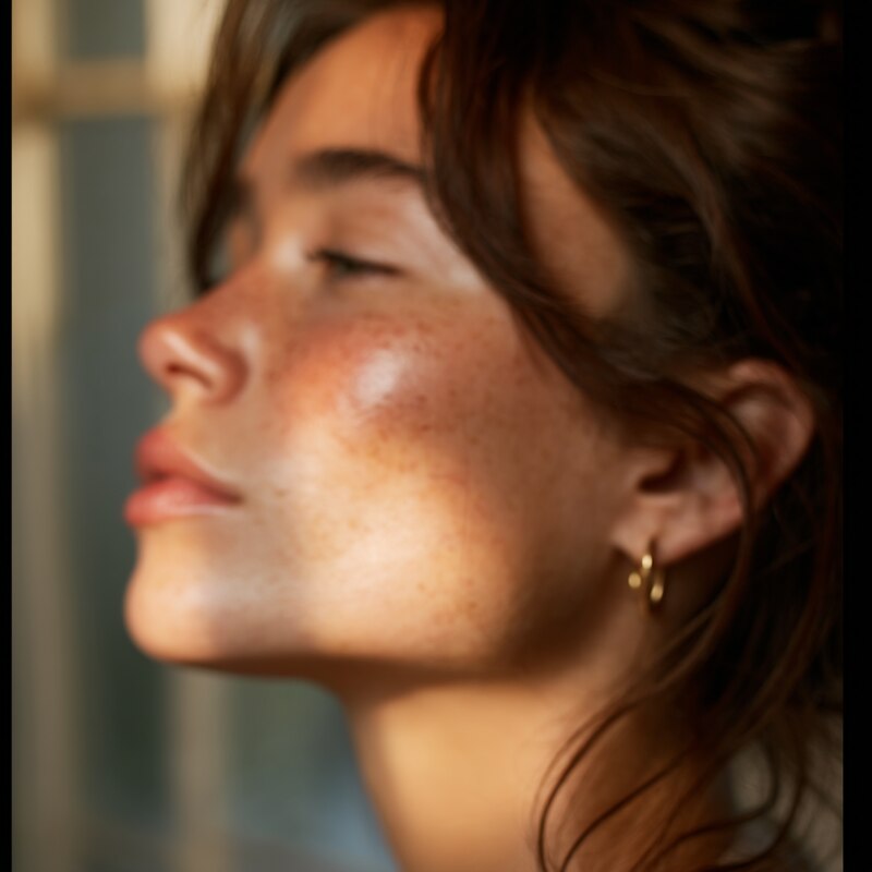 Close-up of skin in warm afternoon light